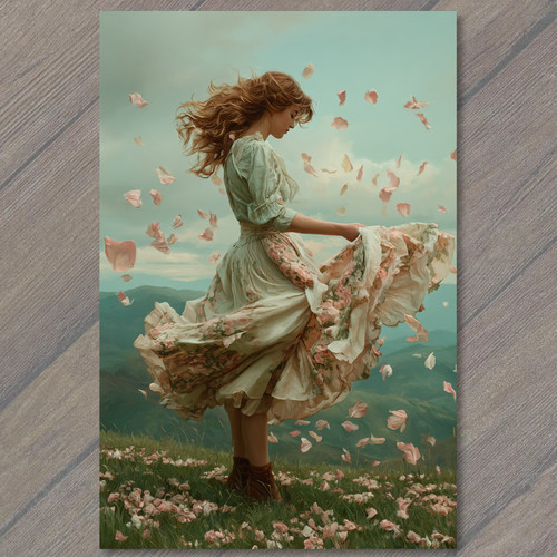 Art card wind swept - swept, meadow